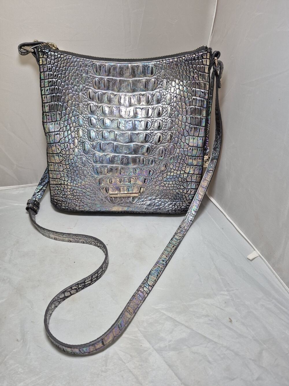 💥 Brahmin Leather KATIE Crossbody Mother Of Pearl Iridescent Wonderland!